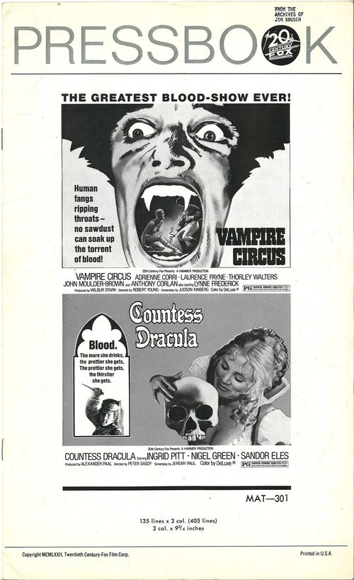 vampire circus countess dracula pressbook