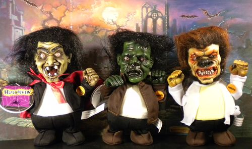 halloween ghoulish walkers, dracula, wolf man, frankenstein