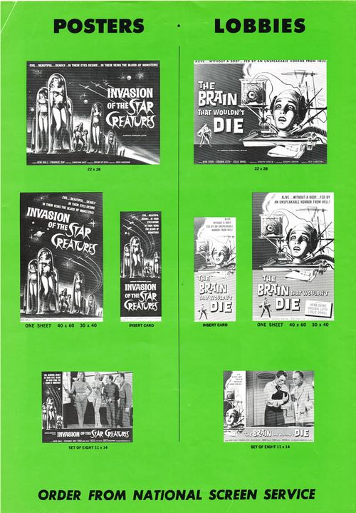 Double Bill Pressbook: The Brain That Wouldn't Die and Invasion of