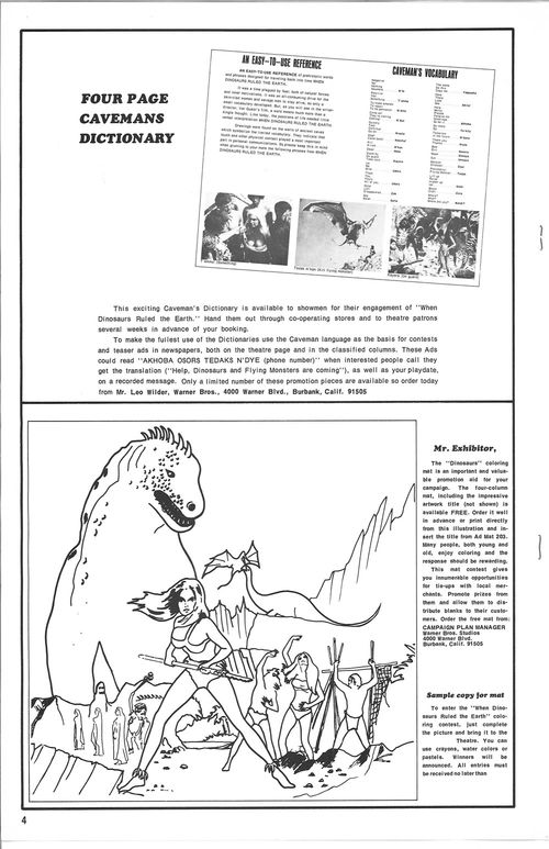 when dinosaurs ruled the earth pressbook