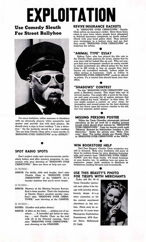 charlie chan shadow over chinatown pressbook