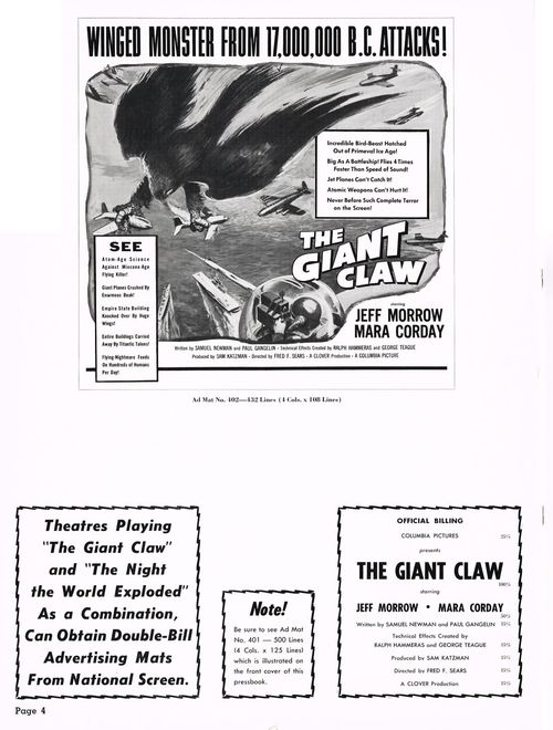 The Giant Claw Pressbook