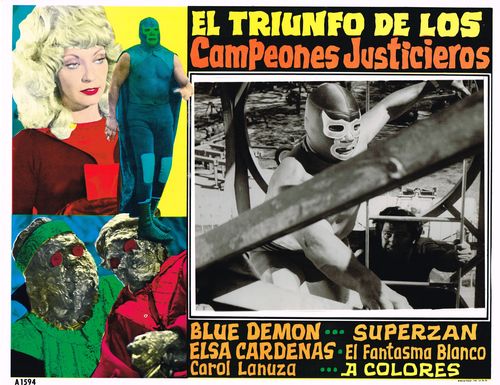 Mexican Lobby Card El Triunfo De Los Campeones Justicieros