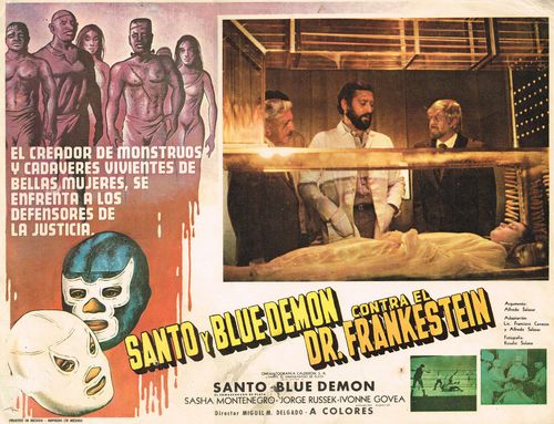 mexican lobby card santo y blue demon