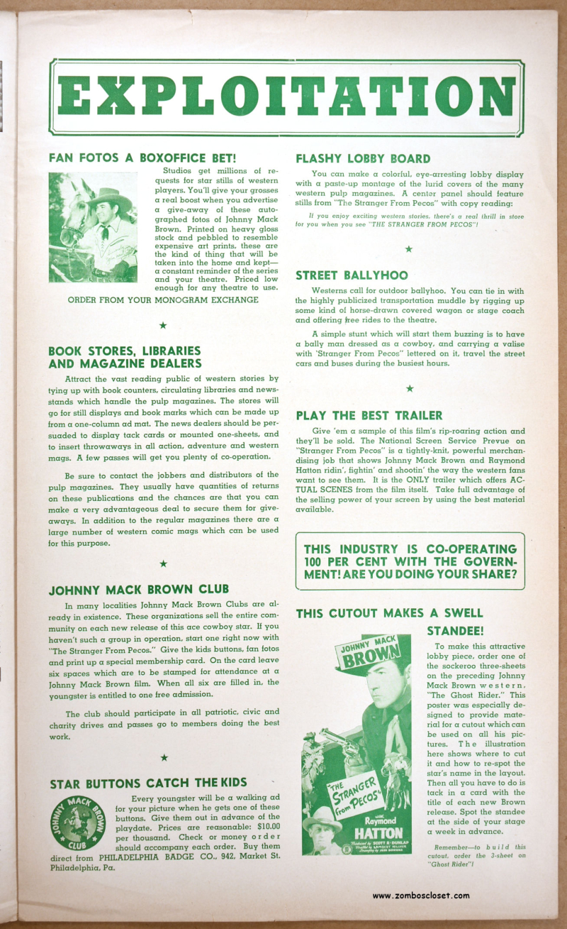 Stranger From Pecos Pressbook 1