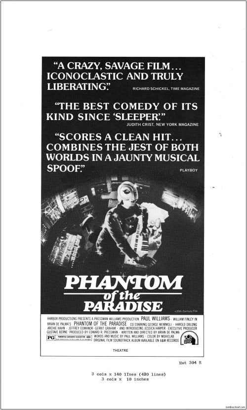 Phantom Of The Paradise Original Movie Poster –