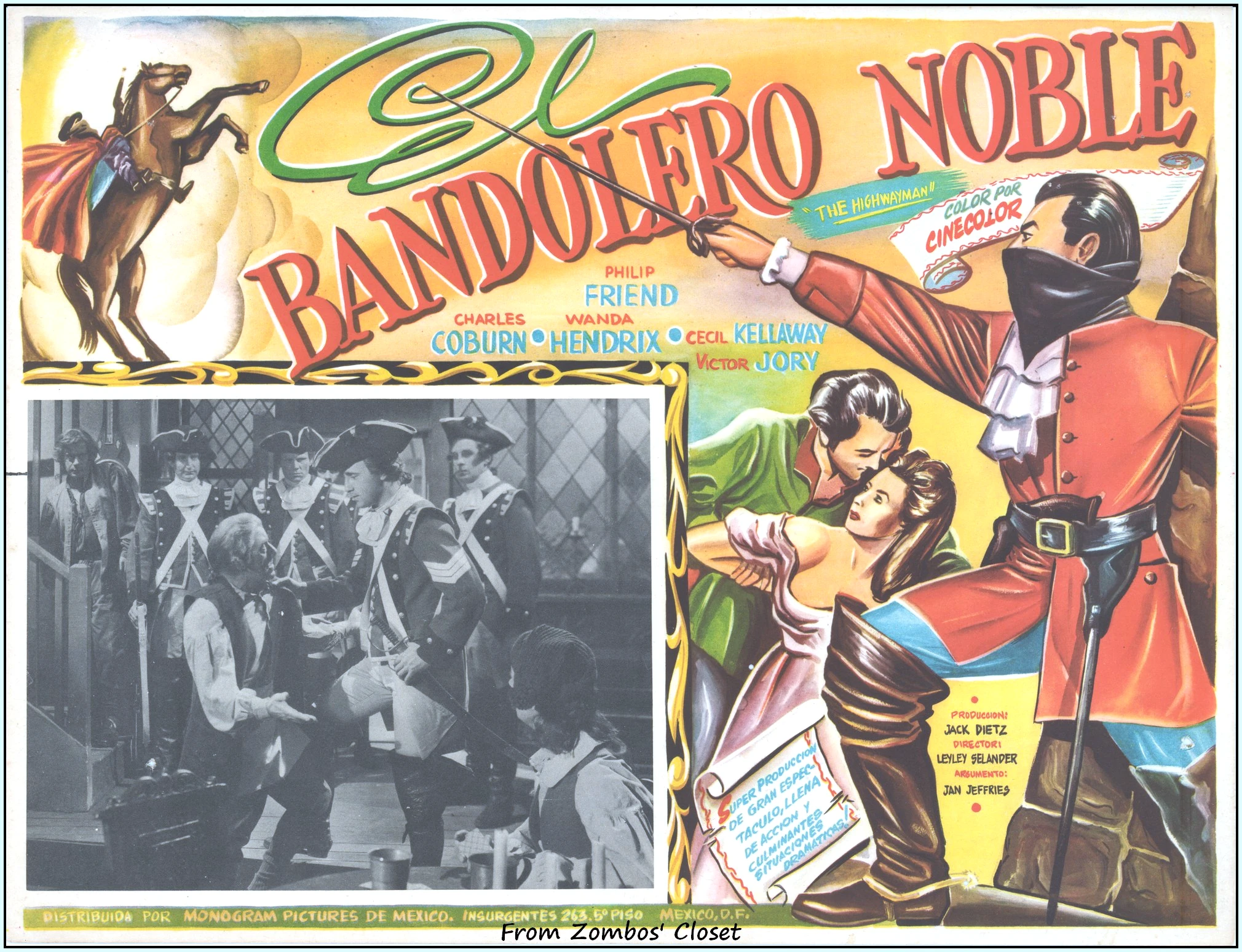 The Highwayman 1951 Mexican Lobby Card From Zombos Closet