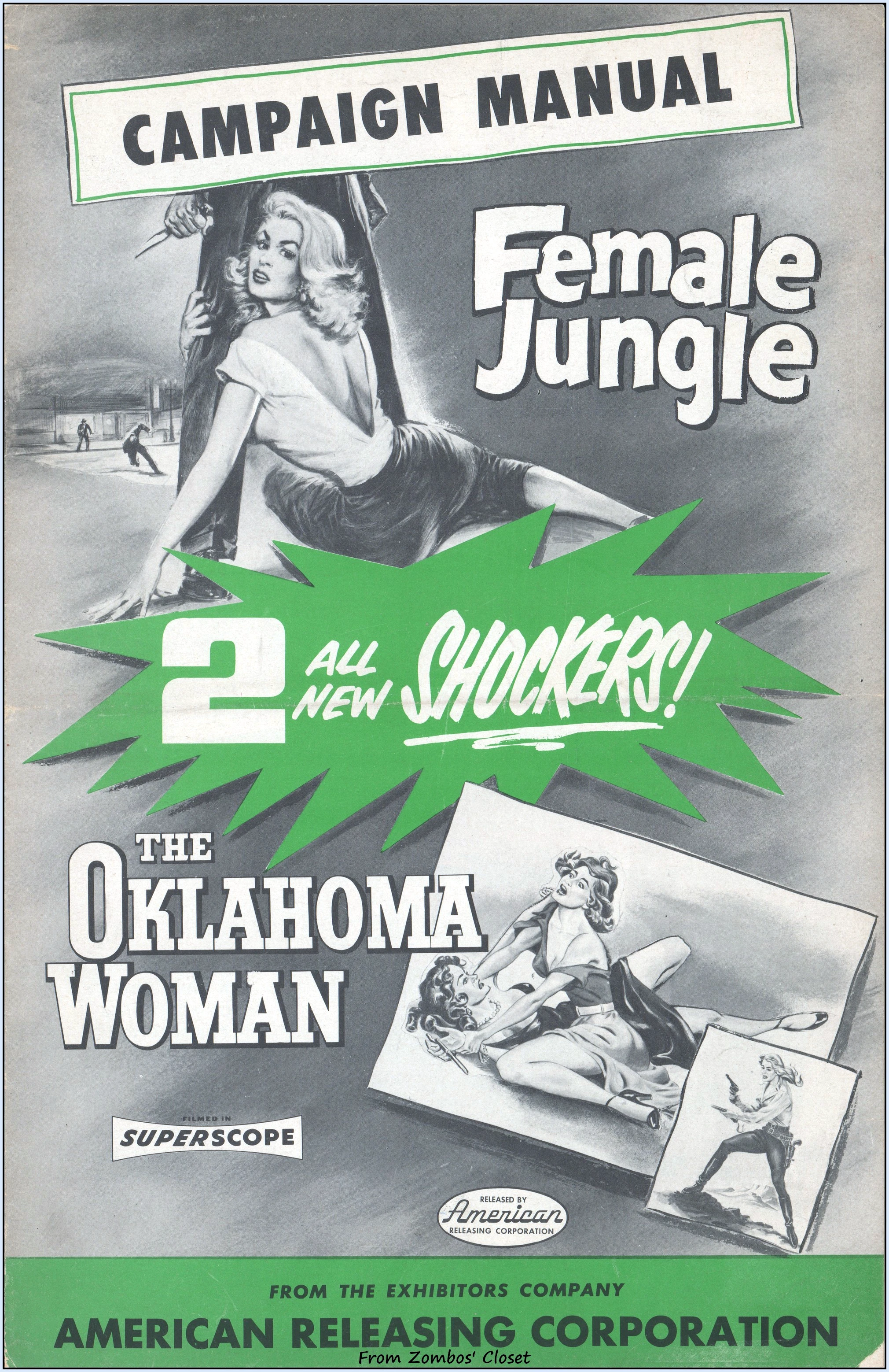 Female Jungle And The Oklahoma Woman 1956double Bill Pressbook From Zombos Closet 5667